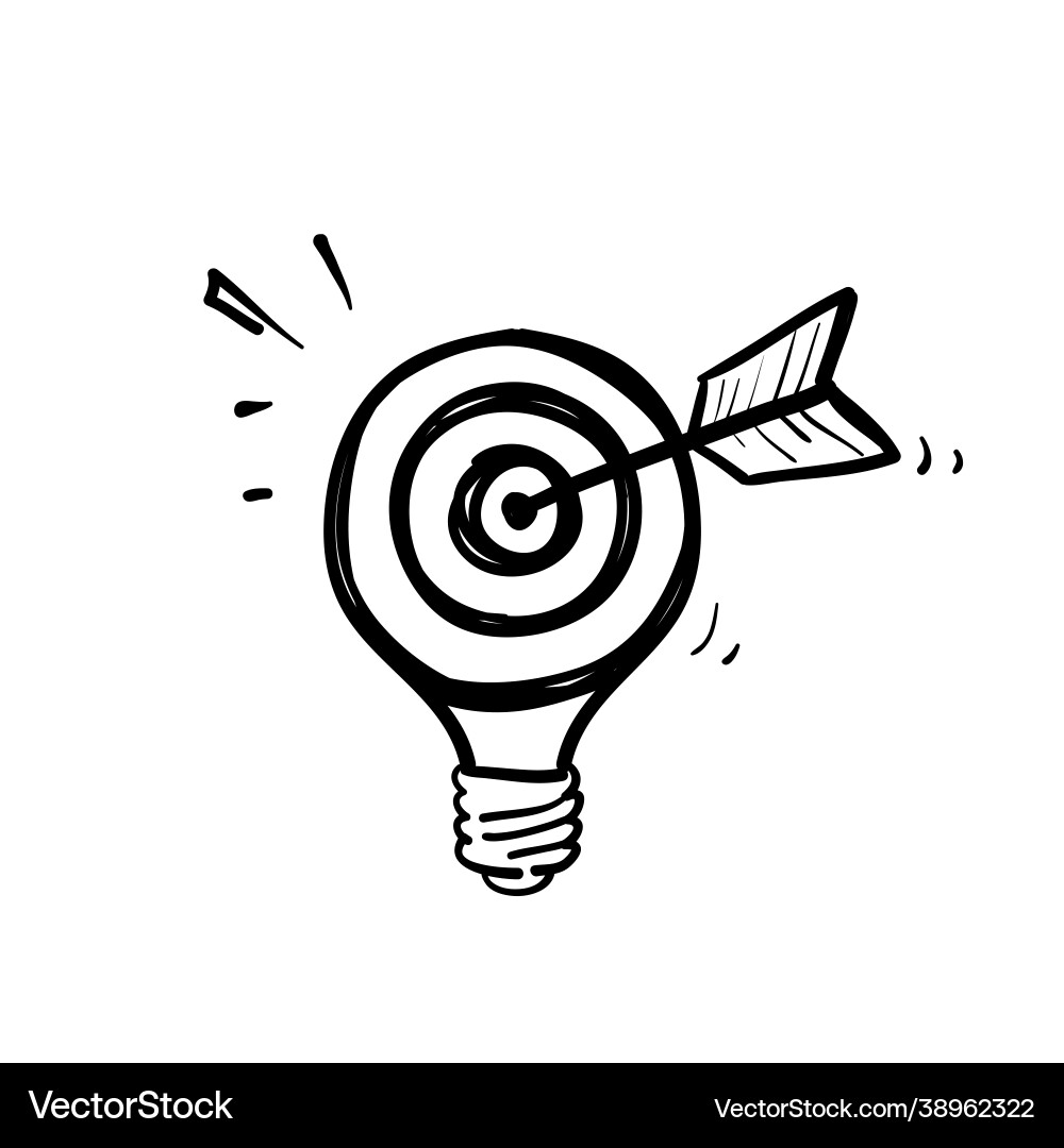 Lightbulb & Dartboard - Goal Concept Vector Image