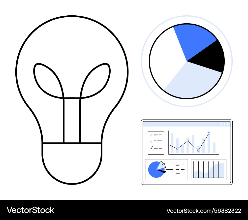 Lightbulb data visualization and graphs Lightbulb data visualization and graphs Vector Image