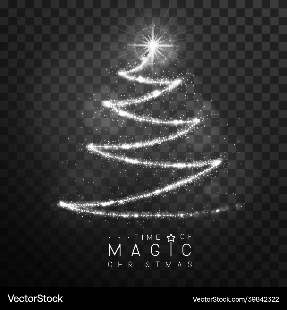 Magic silver christmas tree silhouette Magic silver christmas tree silhouette vector image