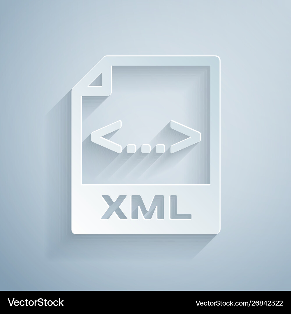 Paper cut xml file document download button Paper cut xml file document download button Vector Image