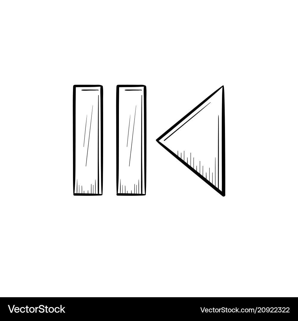Pause and playback button hand drawn outline Pause and playback button hand drawn outline vector image