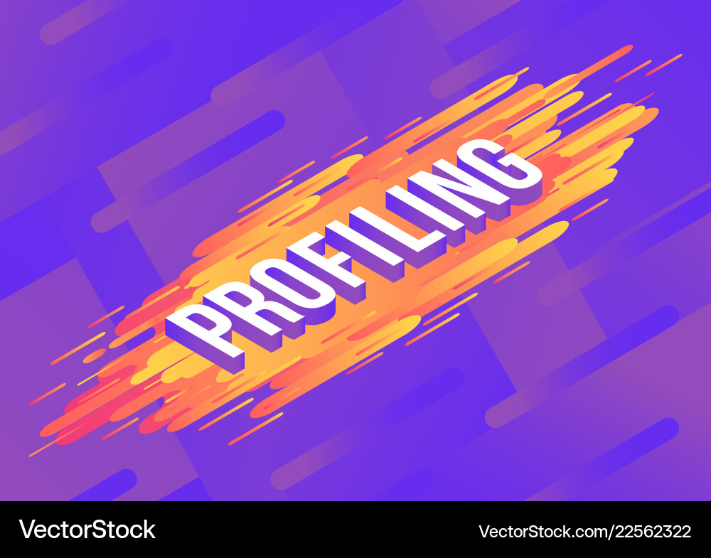Profiling isometric gradient text design vector image