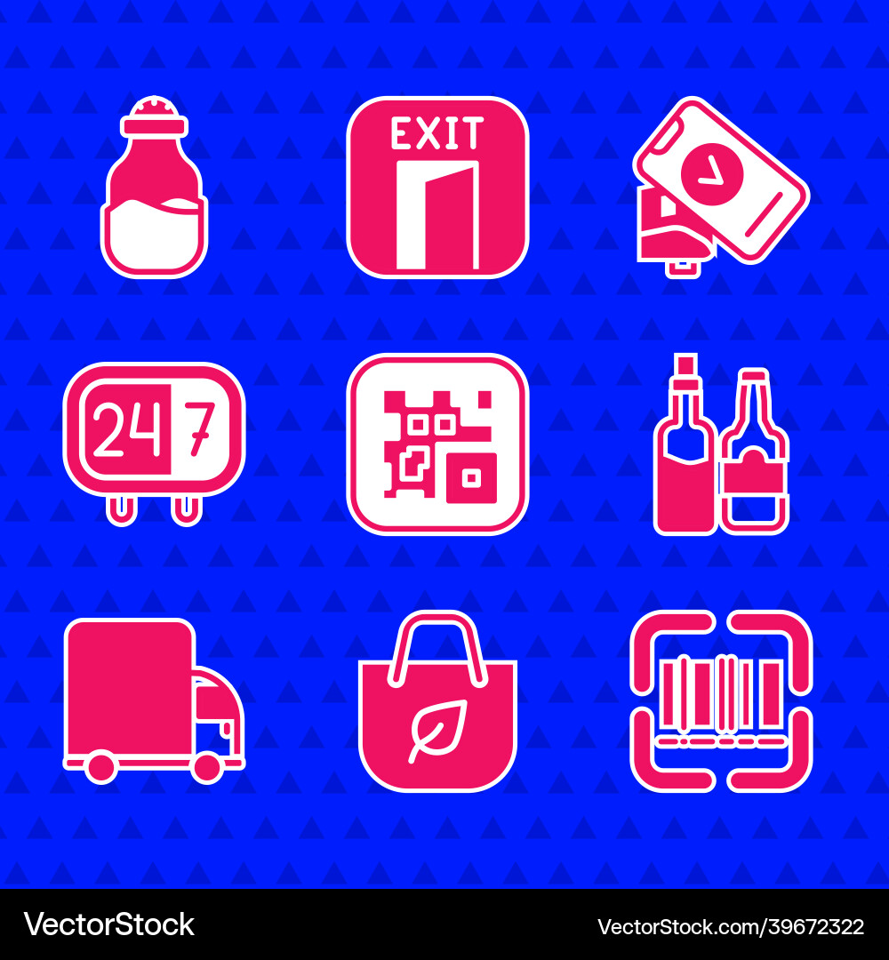 Set qr code shopping bag with recycle scanner Set qr code shopping bag with recycle scanner vector image