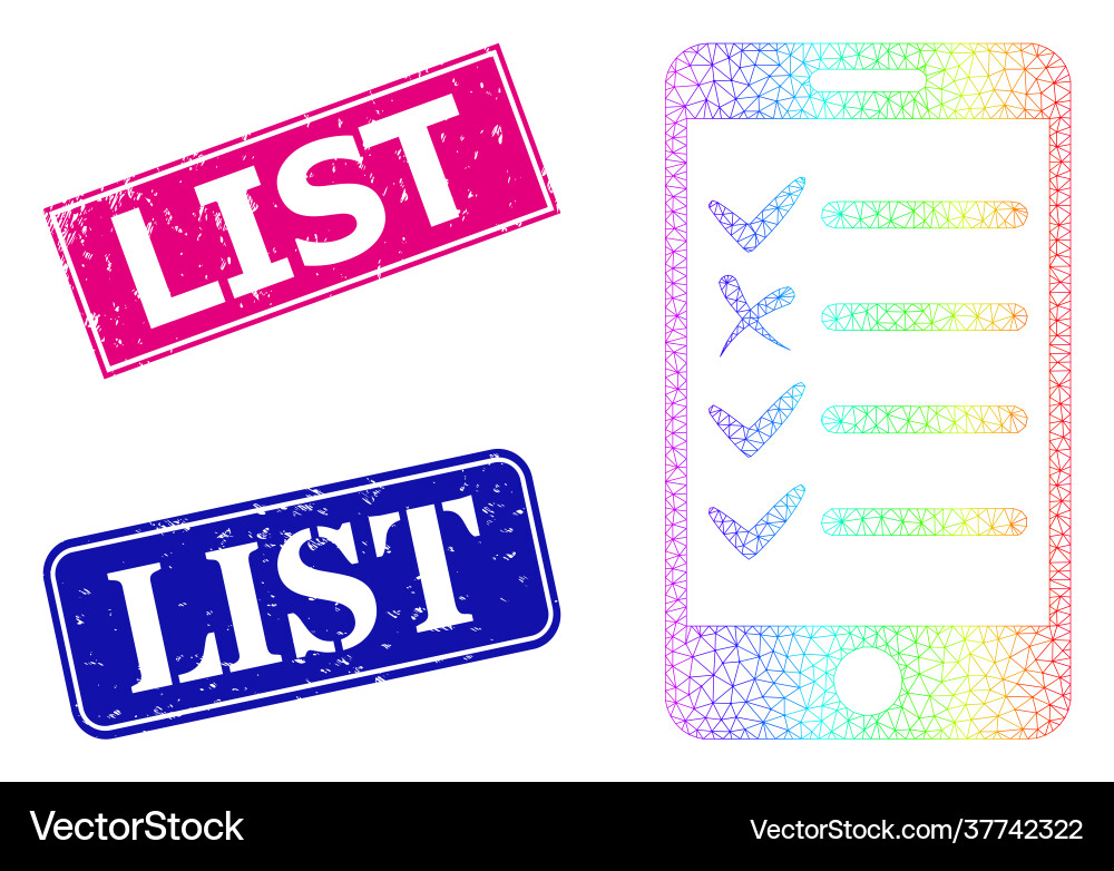 Textured list seals and spectral mesh gradient Textured list seals and spectral mesh gradient vector image