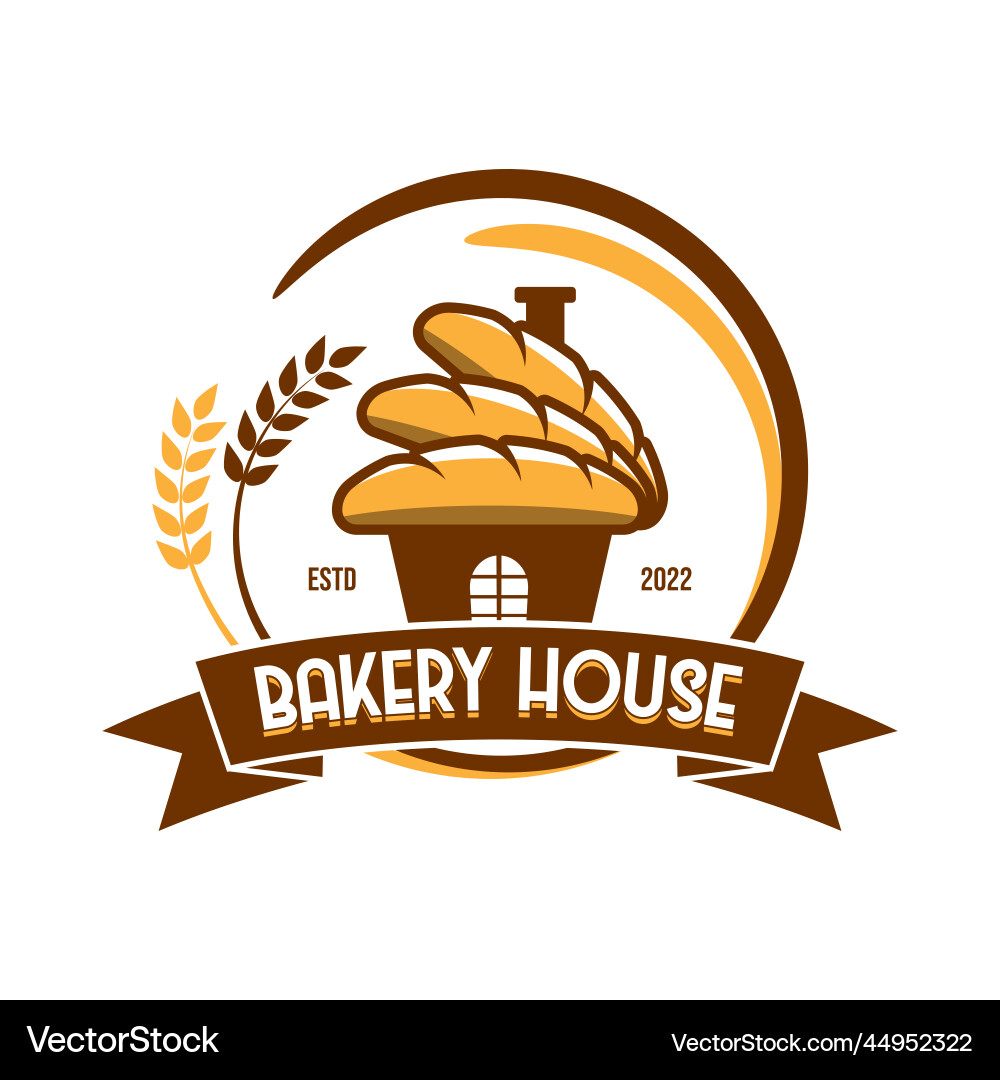 Vintage bakery house logo template retro Vector Image