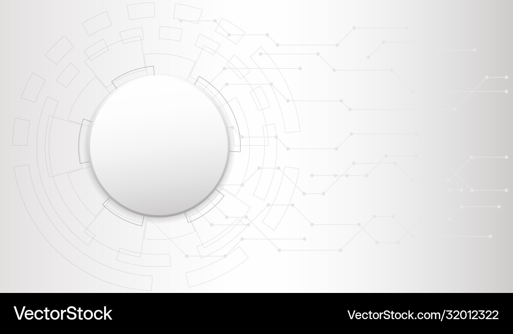 White circle with line and dot connection on grey White circle with line and dot connection on grey vector image