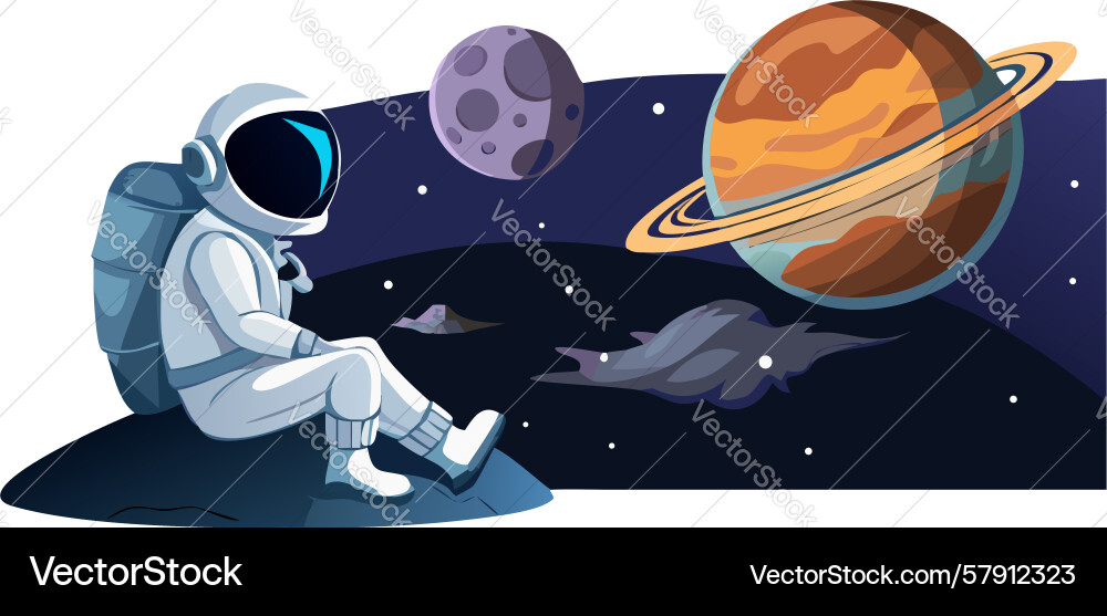 Astronaut floating serene in deep space Vector Image