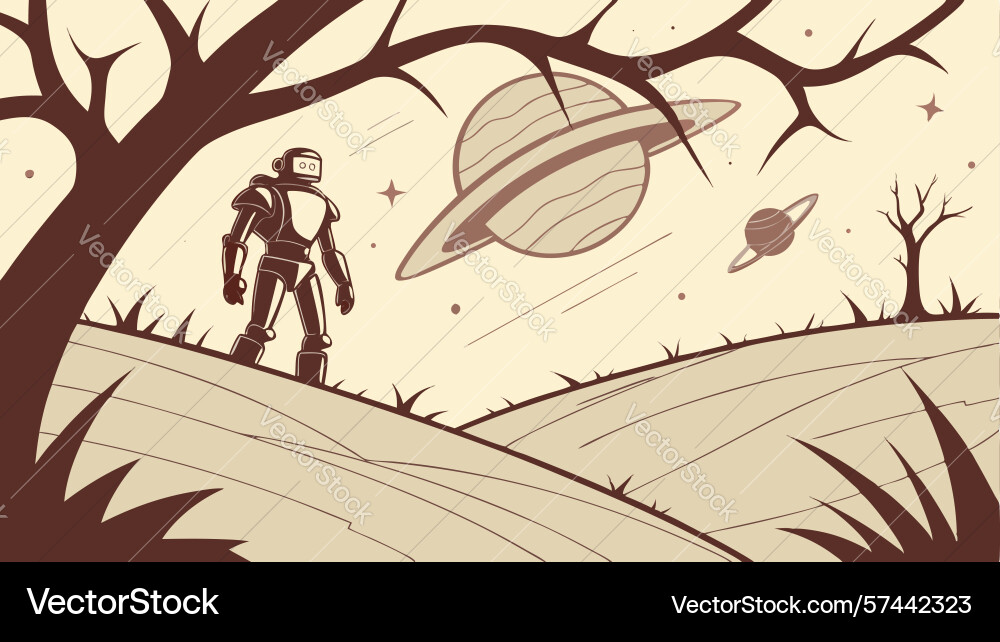 Astronaut with saturn planet design generative ai vector image