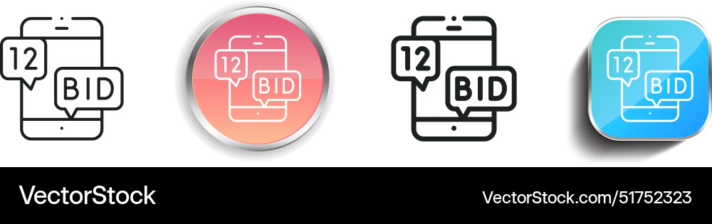 Bid icon thin linear regular and button style vector image