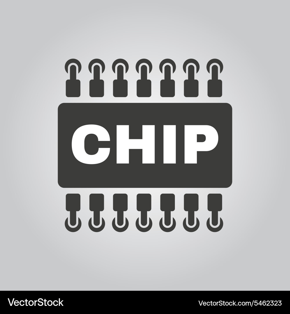 Chip icon microchip and microcircuit symbol Vector Image