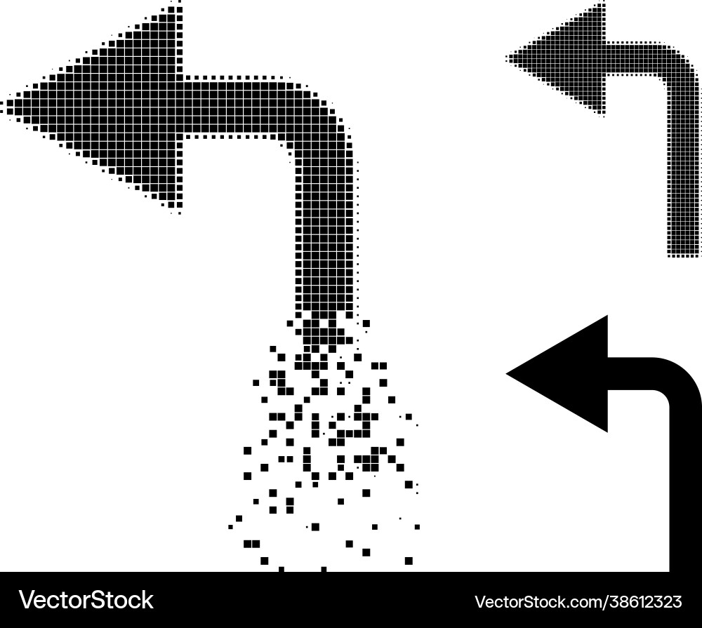 Dissolved and halftone pixelated turn left icon Dissolved and halftone pixelated turn left icon vector image