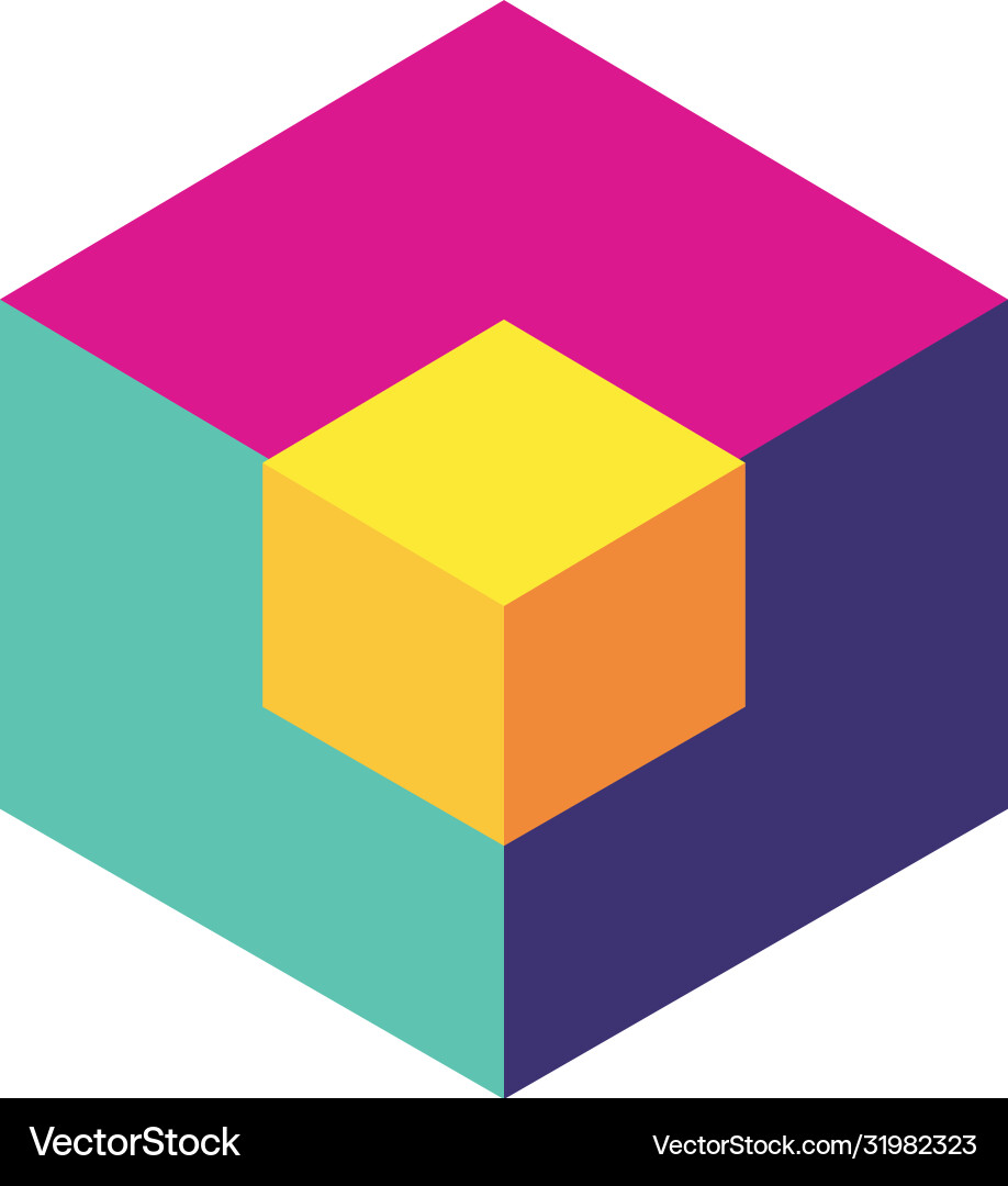 Geometric and abstract 3d cube flat style icon Geometric and abstract 3d cube flat style icon vector image