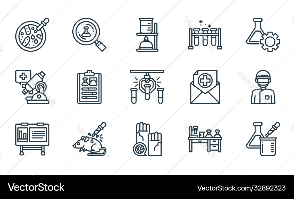 Laboratory and science line icons linear set Laboratory and science line icons linear set vector image