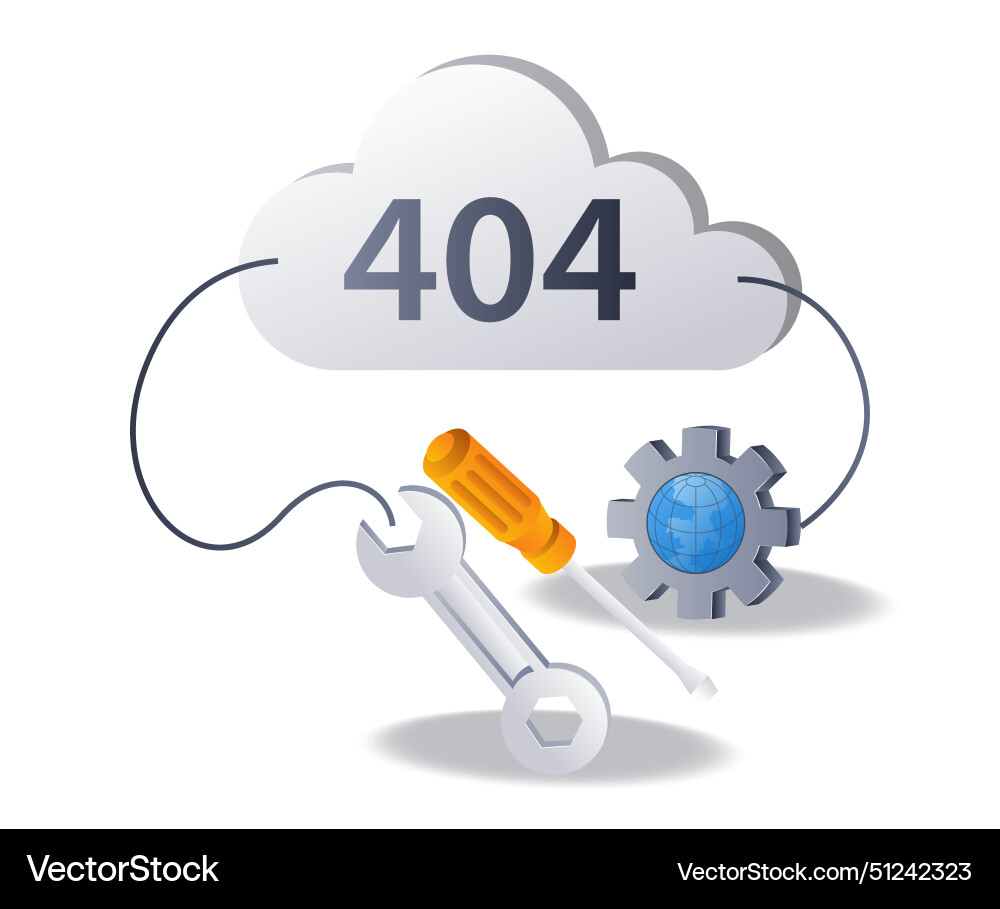 Repair error code 404 technology system flat Repair error code 404 technology system flat vector image