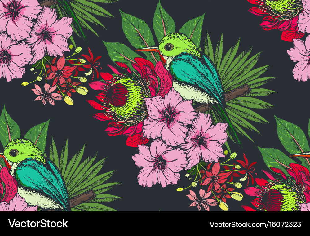 Seamless pattern with compositions of hand vector image