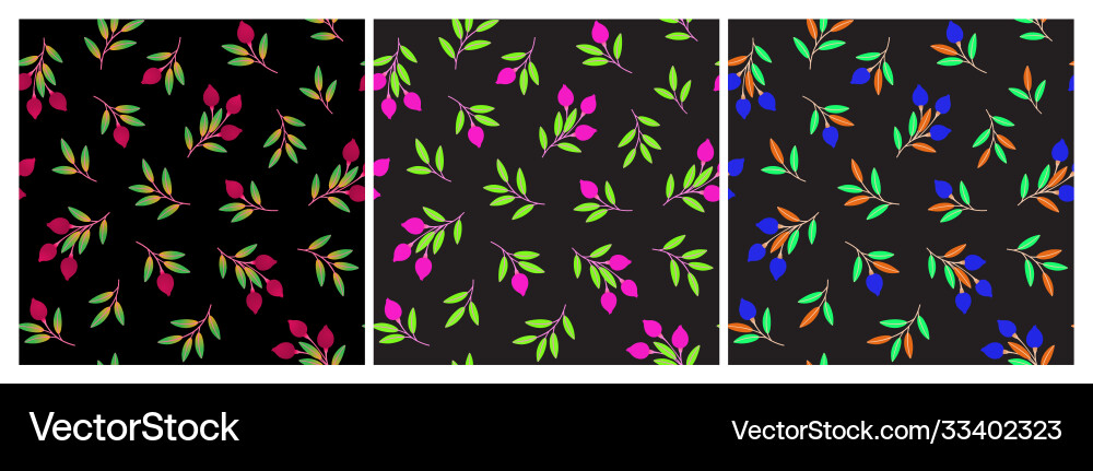 Set bright seamless patterns with branches Set bright seamless patterns with branches Vector Image