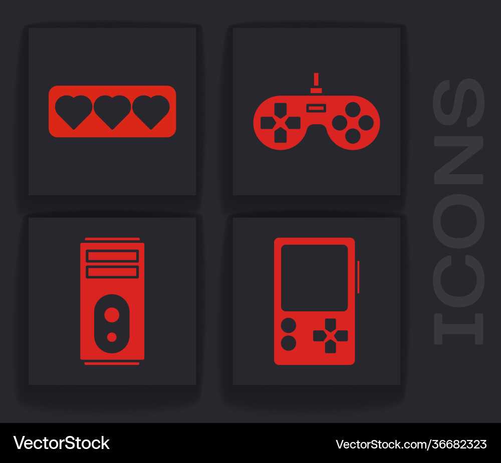 Set portable video game console like and heart Set portable video game console like and heart vector image