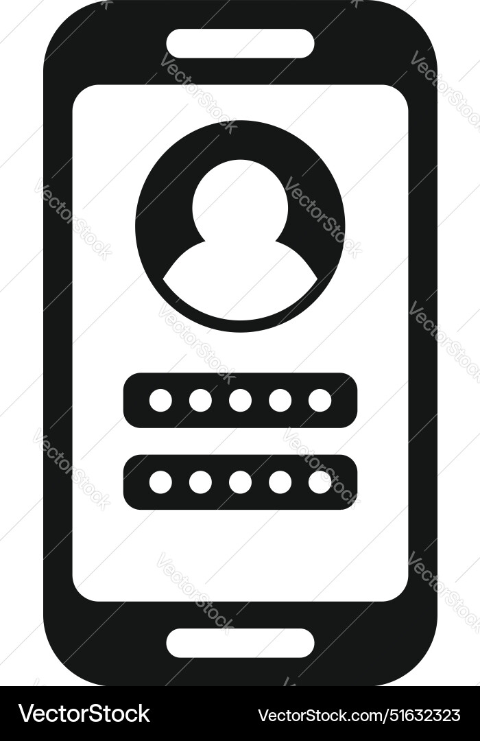 Smartphone showing login screen with password Smartphone showing login screen with password vector image