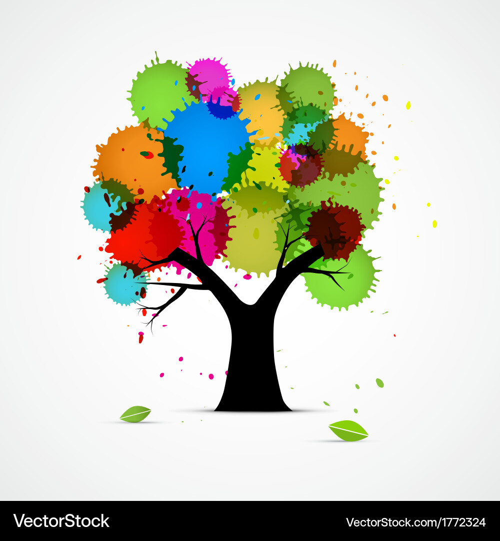 Abstrakter Baum mit bunten Blobs Spritzen vektorbild