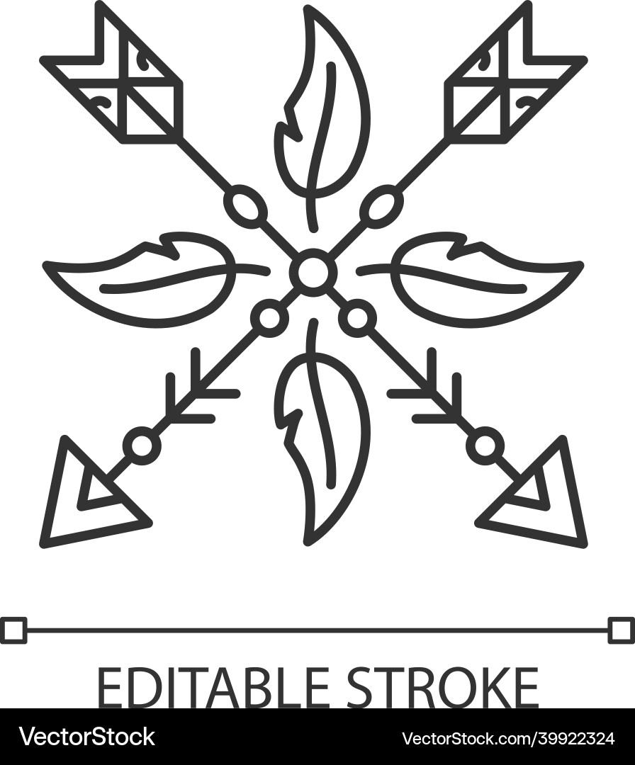 Arrows and feathers amulet in boho style pixel Vector Image