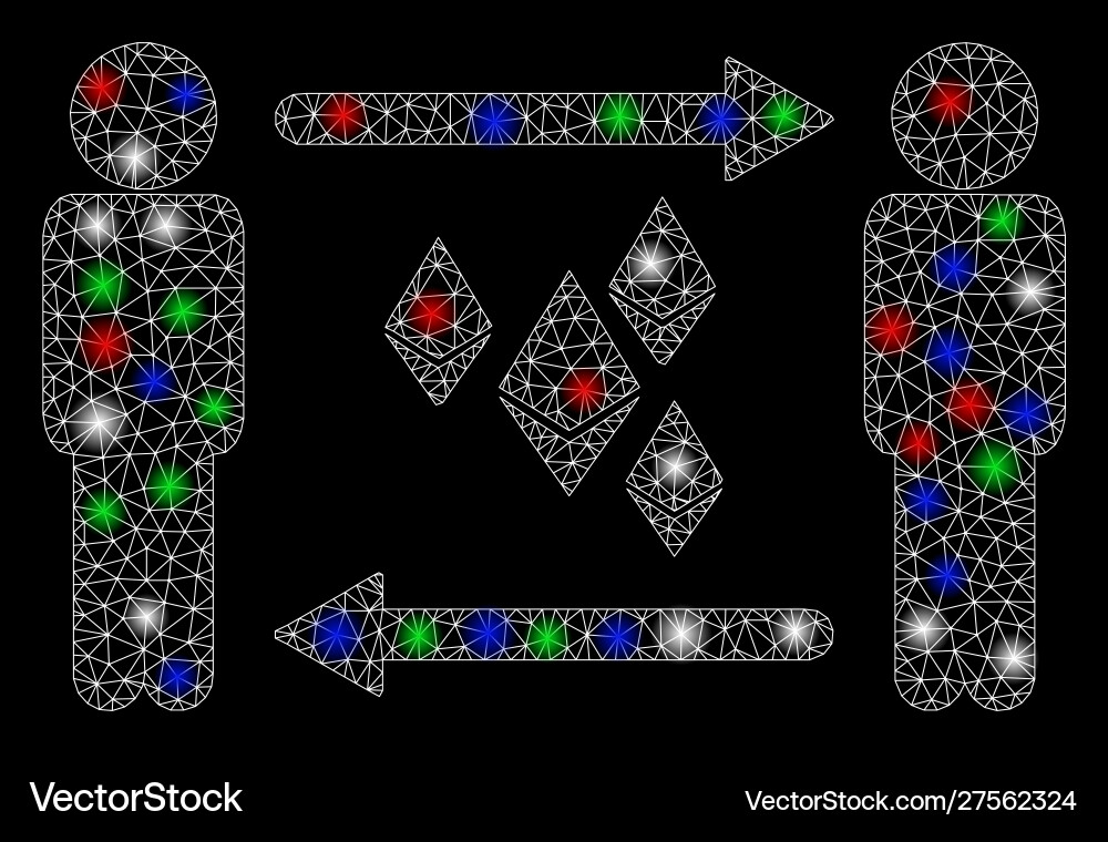 Bright mesh 2d people exchange ethereum crystals Bright mesh 2d people exchange ethereum crystals vector image