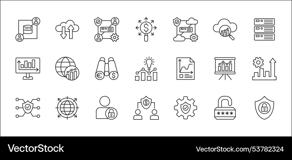 Business data statistic and security related icon Vector Image