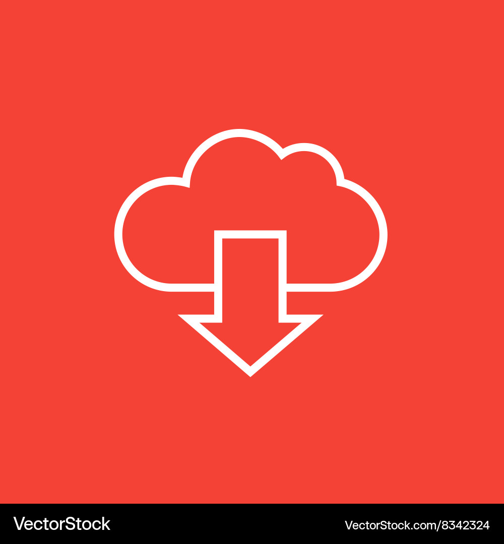 Cloud with arrow down line icon vector image