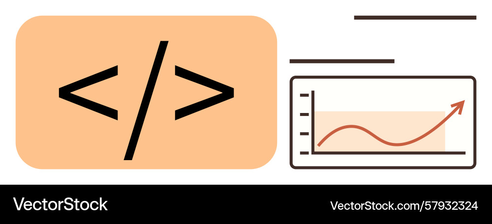 Coding and data growth concept with graph Vector Image
