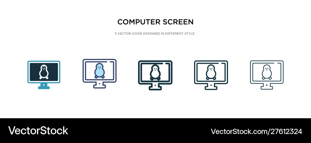 Computer screen linux icon in different style Vector Image