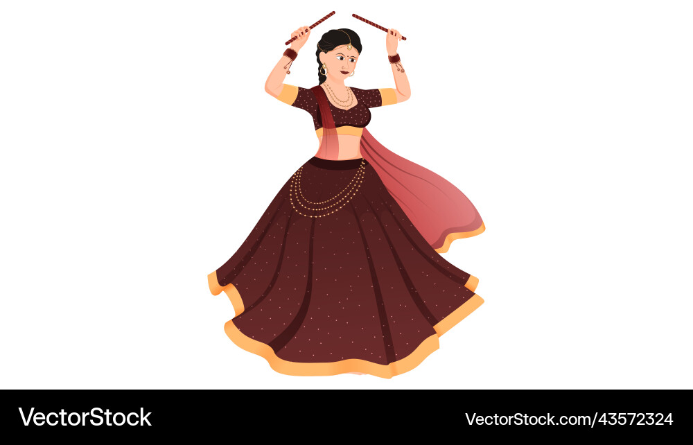 Girl in traditional gujarati garba dress Girl in traditional gujarati garba dress vector image