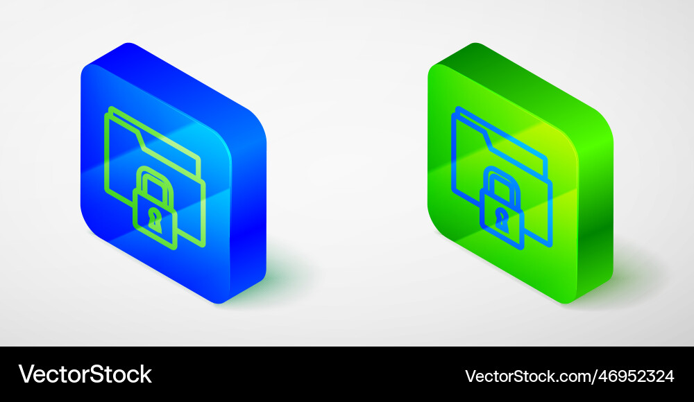 Isometric line folder and lock icon isolated Isometric line folder and lock icon isolated vector image