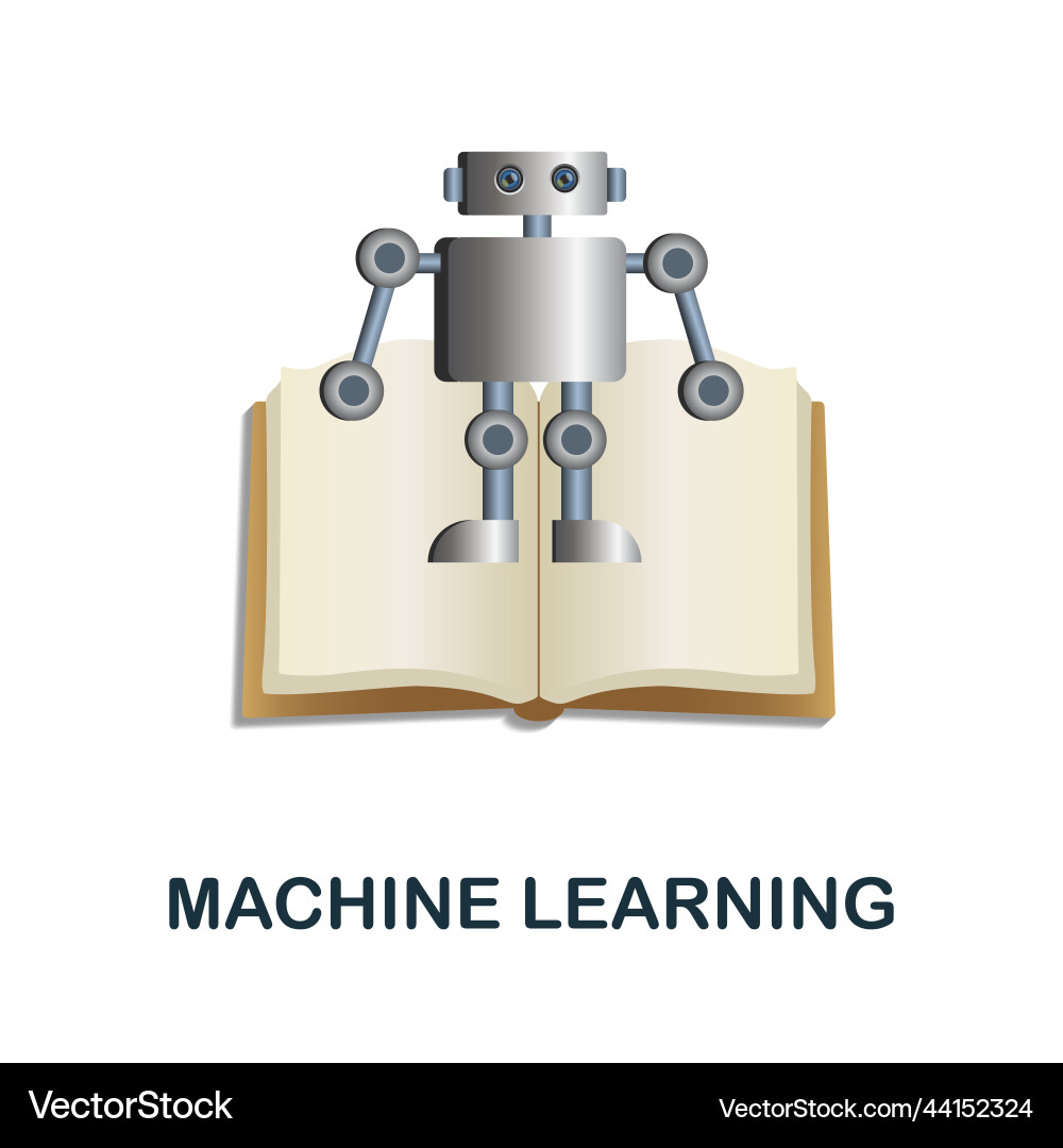Machine learning icon 3d from data science Machine learning icon 3d from data science vector image