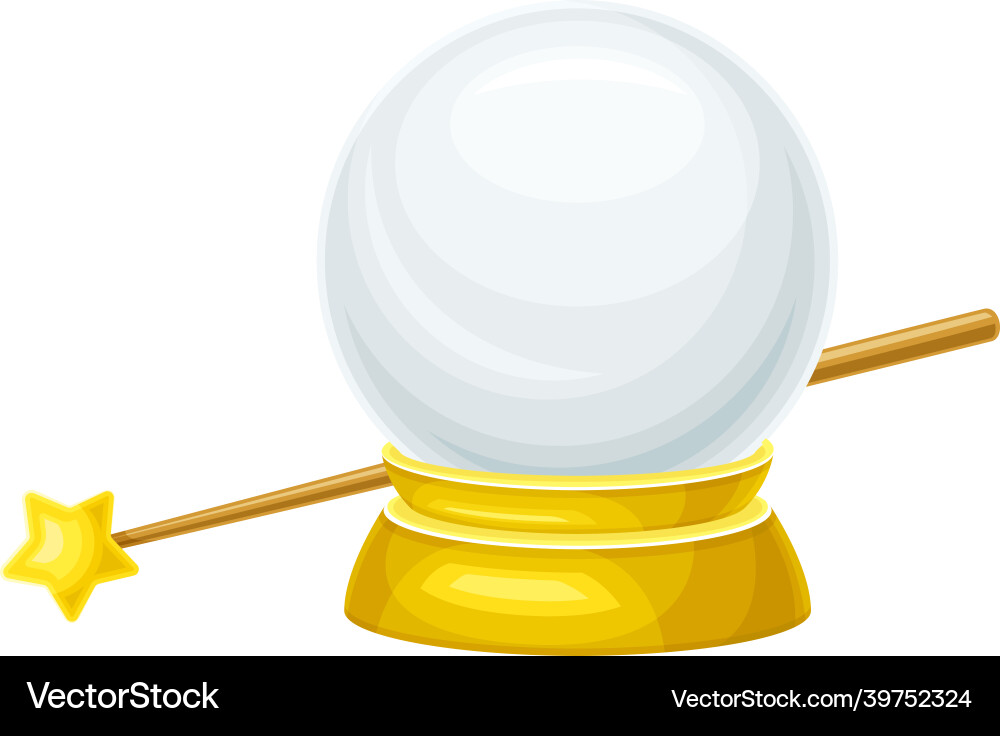 Magic wand and glass ball objects cartoon Vector Image