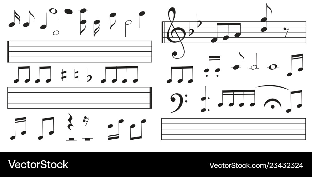 Music notes and keys on white background piano Music notes and keys on white background piano vector image
