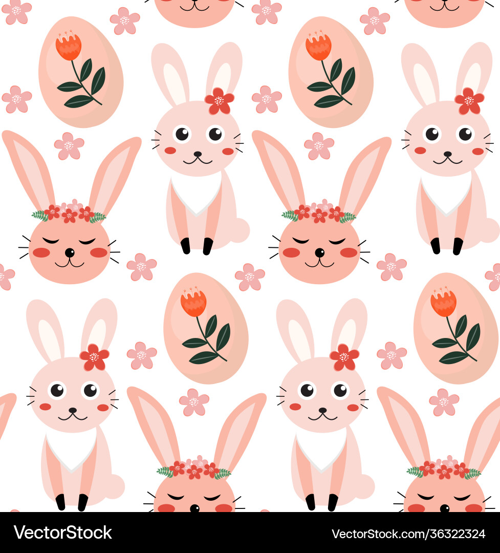 Seamless spring pattern with rabbits Seamless spring pattern with rabbits vector image