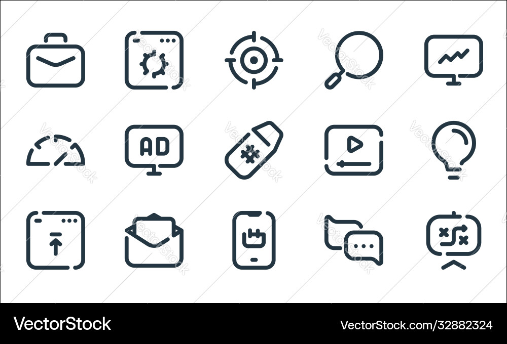 Seo line icons linear set quality Seo line icons linear set quality vector image