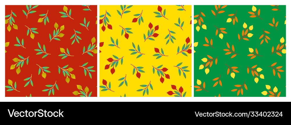 Set bright seamless patterns with branches Set bright seamless patterns with branches Vector Image