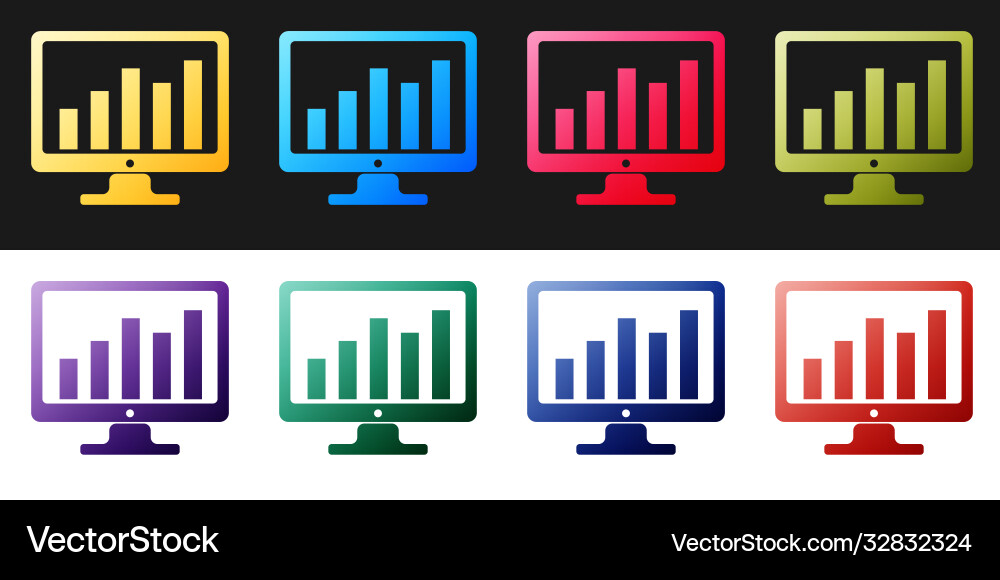 Set computer screen with financial charts Set computer screen with financial charts vector image