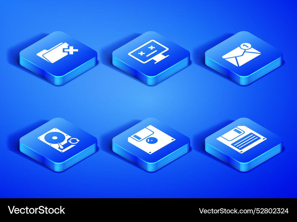 Set floppy disk delete folder hard drive hdd Vector Image