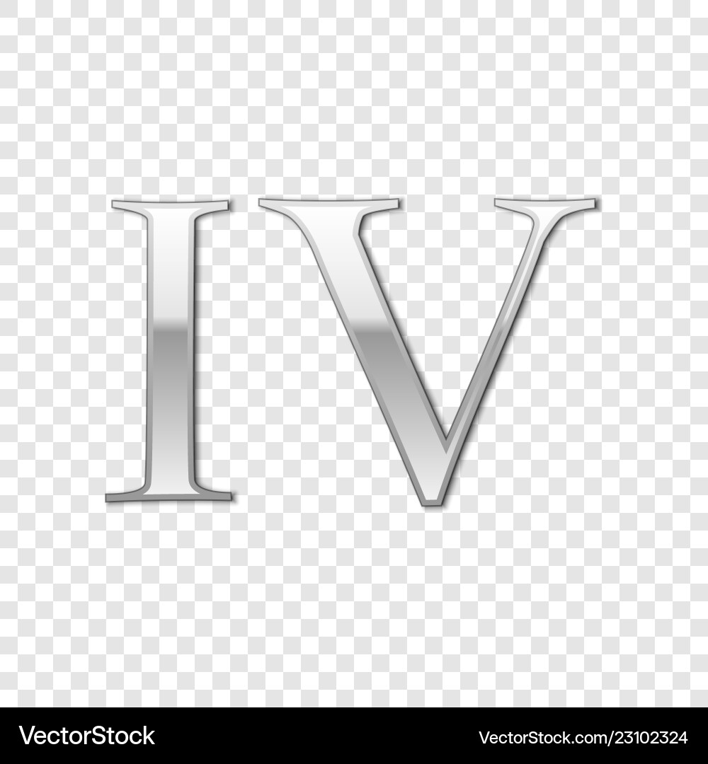 Silver roman numeral number 4 iv four Royalty Free Vector