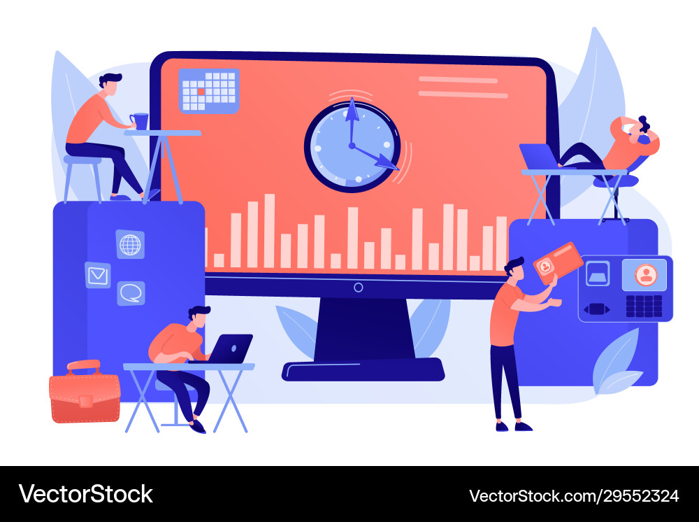 Time and attendance tracking system concept Time and attendance tracking system concept vector image