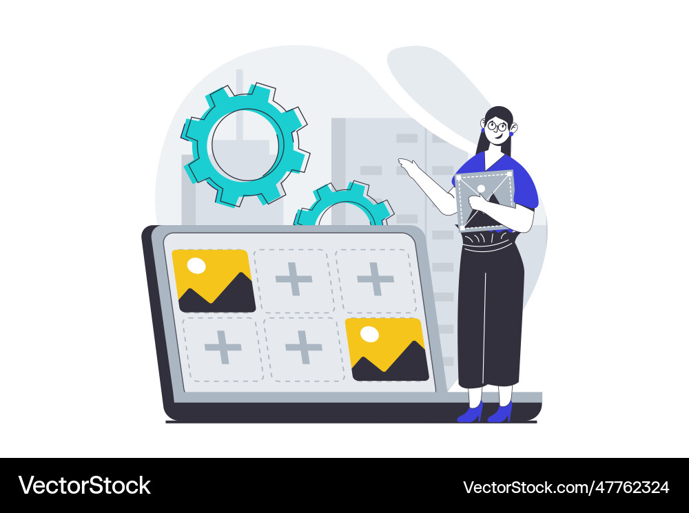 Ui ux design concept with people scene in flat Ui ux design concept with people scene in flat Vector Image