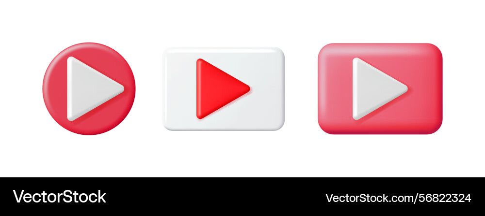 Various shiny 3d play button icons set isolated Various shiny 3d play button icons set isolated vector image