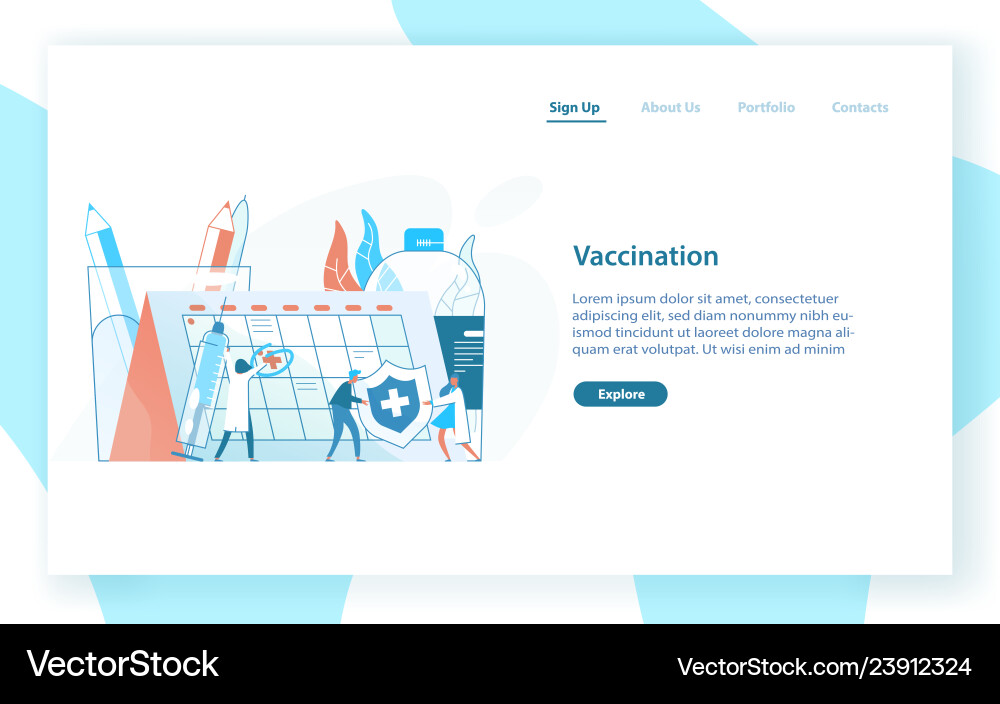 Web page template with tiny doctors or physicians Web page template with tiny doctors or physicians vector image