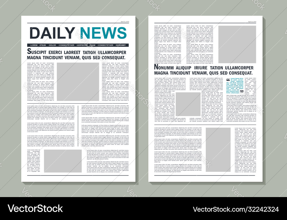 Zeitungsseite mockup Newsletter Journal Template Zeitungsseite mockup Newsletter Journal Template vektorbild