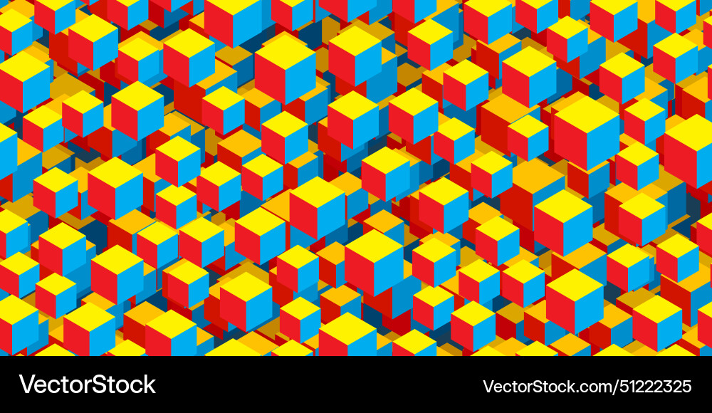 Abstract flying 3d cubes seamless pattern in retro vector image