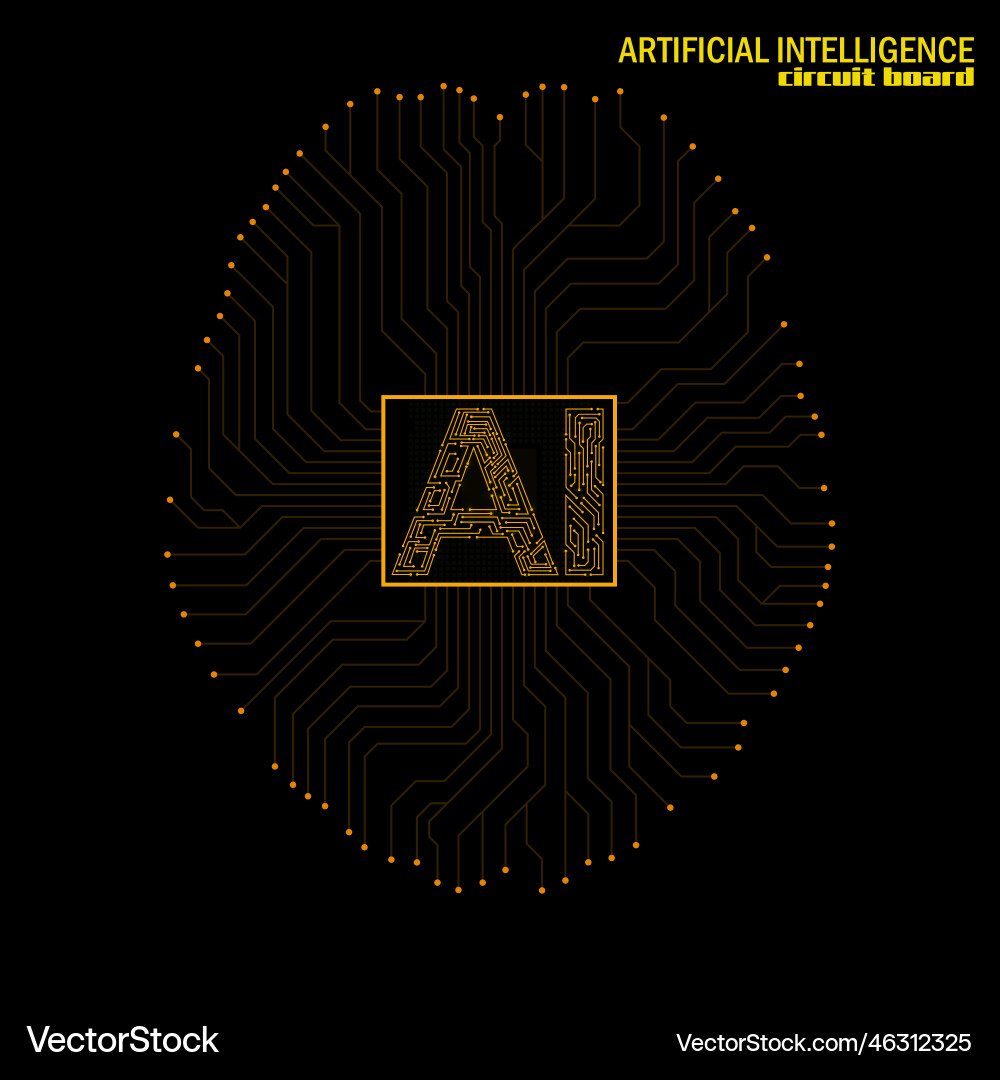 Abstract technological brain with artificial Abstract technological brain with artificial vector image