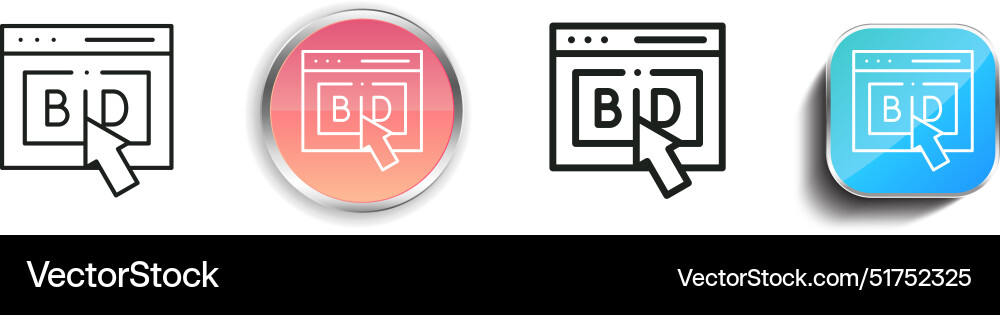 Bid icon thin linear regular and button style vector image