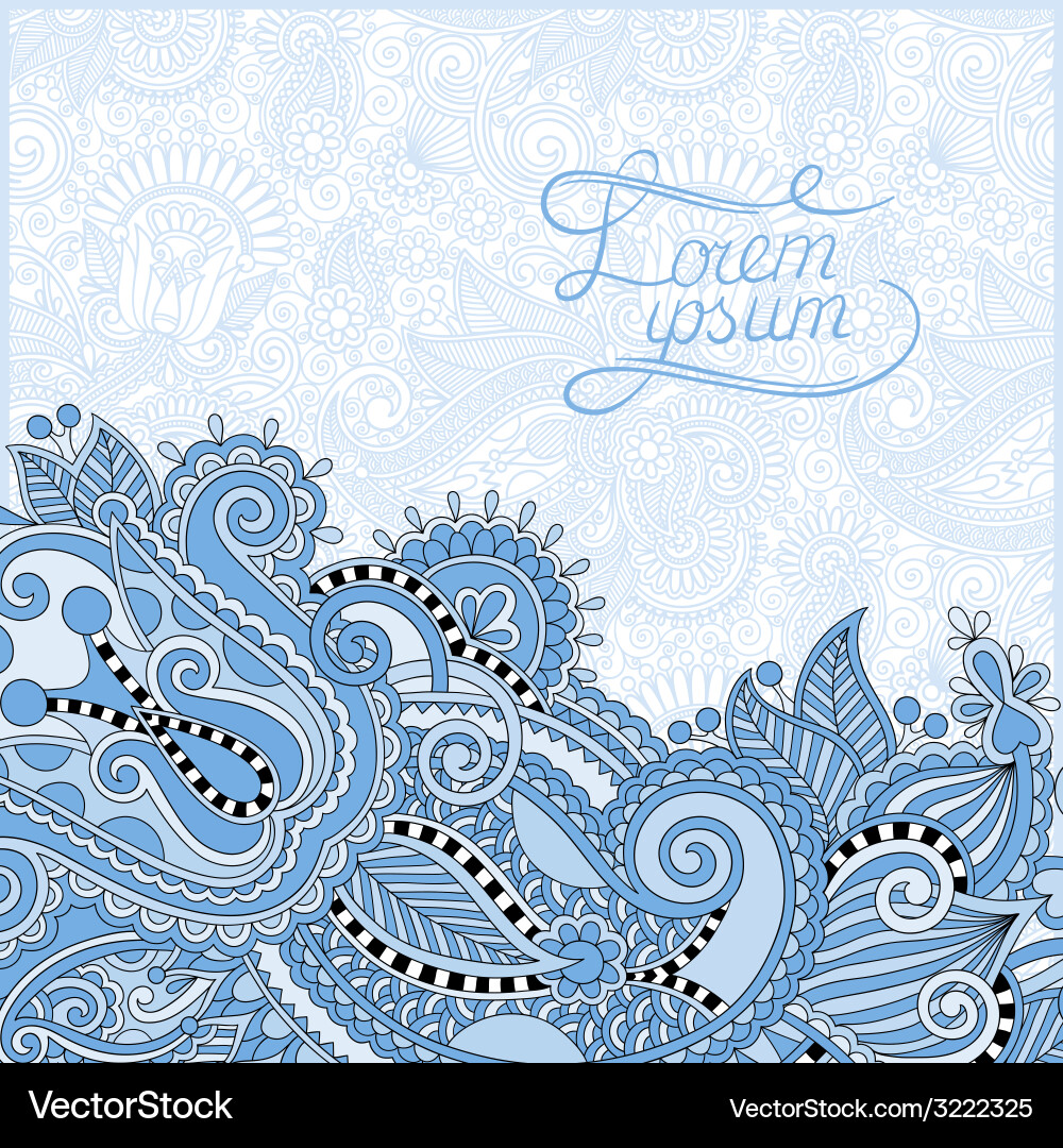 Blaue Farbe Paisley Design auf dekorativen Blumen vektorbild