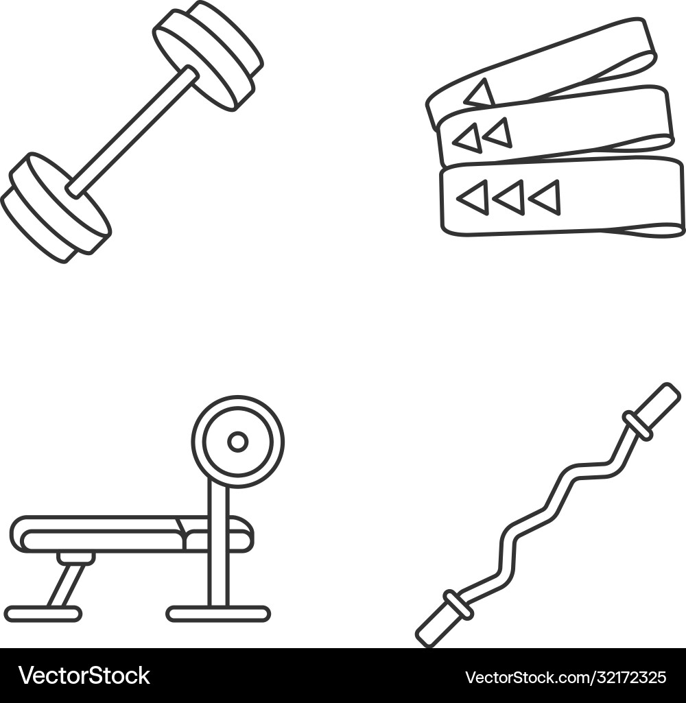 Bodybuilding linear icons set Bodybuilding linear icons set vector image